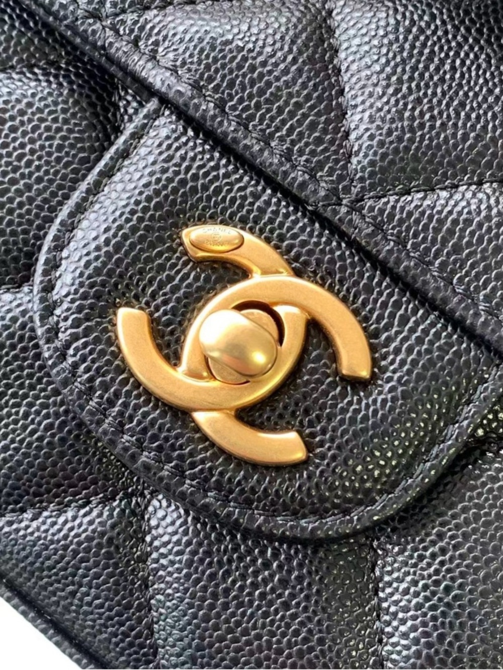 Black Quilted Leather Crossbody with Gold Chain - Picture 4 of 5